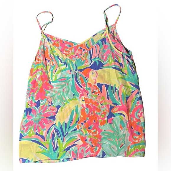 Lilly Pulitzer Zoe Silk Sleeveless Top Casa Banana , Size Large - Picture 2 of 5